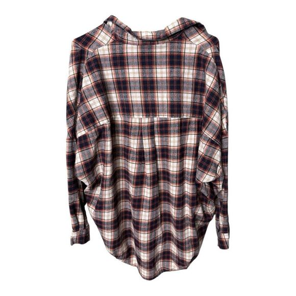 French Connection Blue/Burgundy/Cream
Plaid V-Neck Cotton Blend Shirt large - Picture 4 of 5